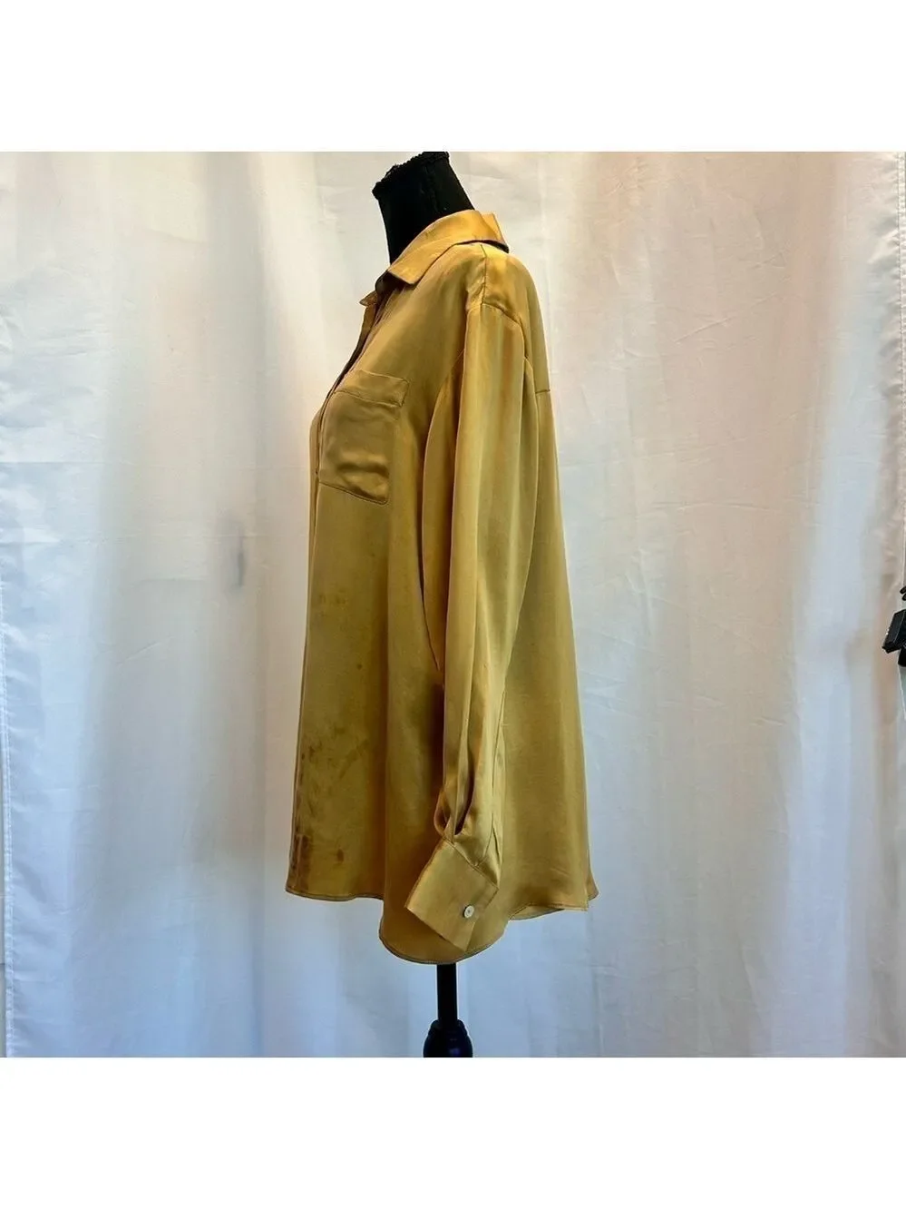 Zara studio collection mustard yellow artistic paint splatter blouse S NWOT RARE - Picture 4 of 15